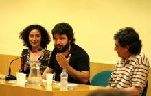 Presentació del llibre Uns contes tataris, a càrrec de Blanca Garcés i Albert Sànchez Piñol. Fotografia d'Estel Salomó.